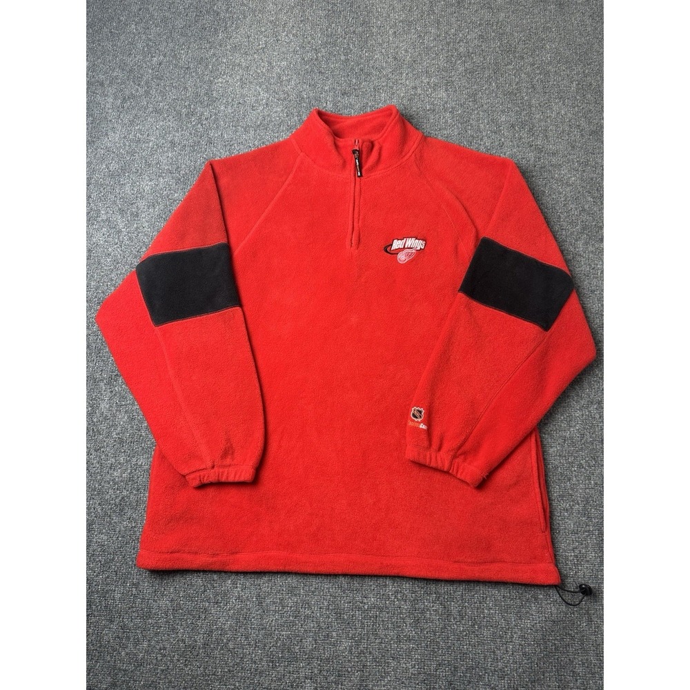 Mens NHL Detroit Red Wings Red Quarter Zip Fleece Pullover, Size 2XL